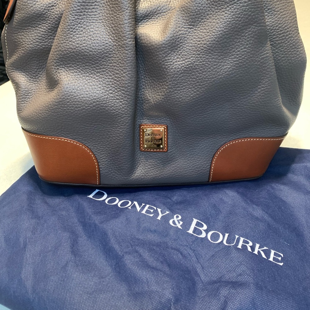 Dooney & Bourke Gray and Brown Leather Satchel - Picture 3 of 15